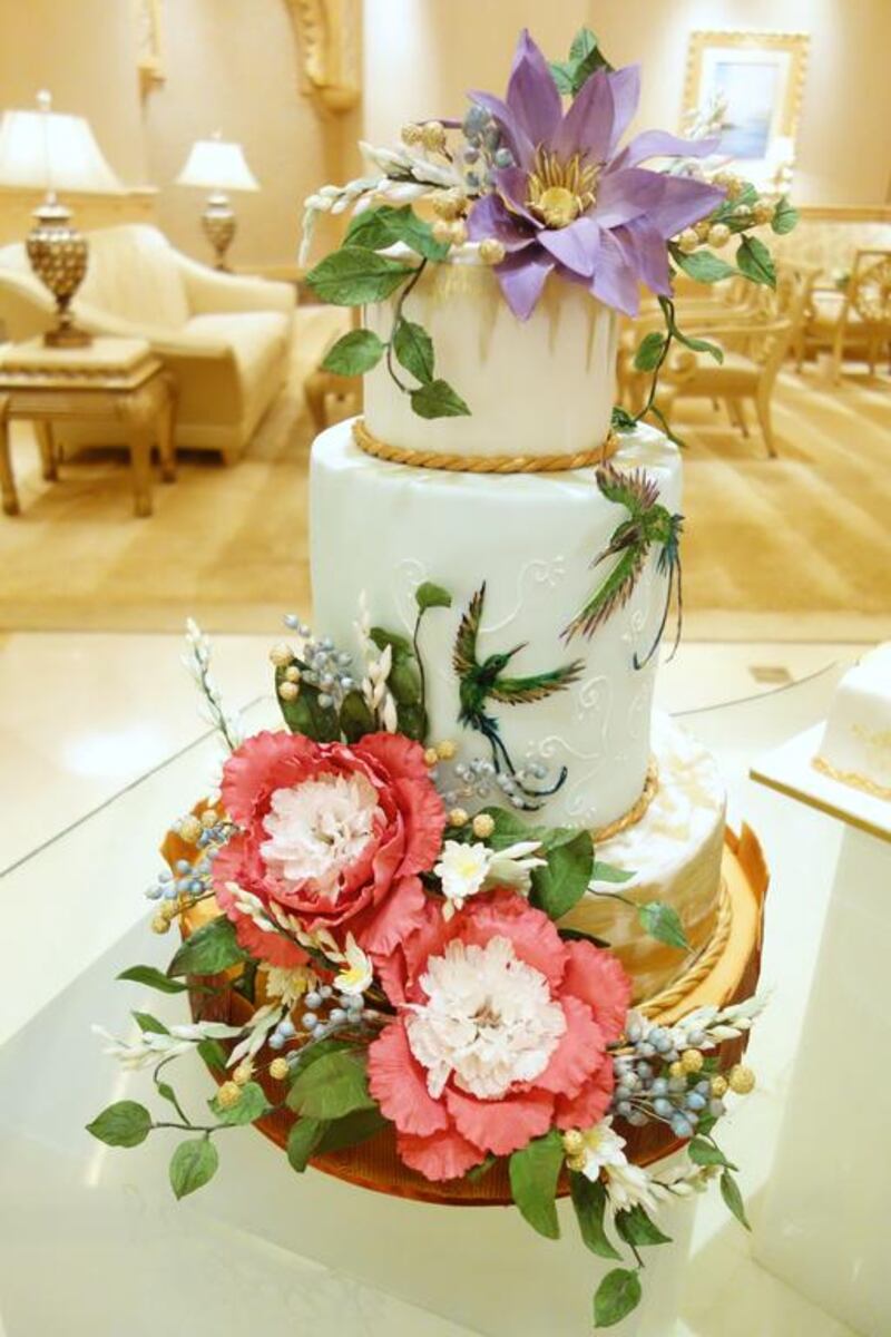 All the flowers on this cake are edible. Delores Johnson / The National