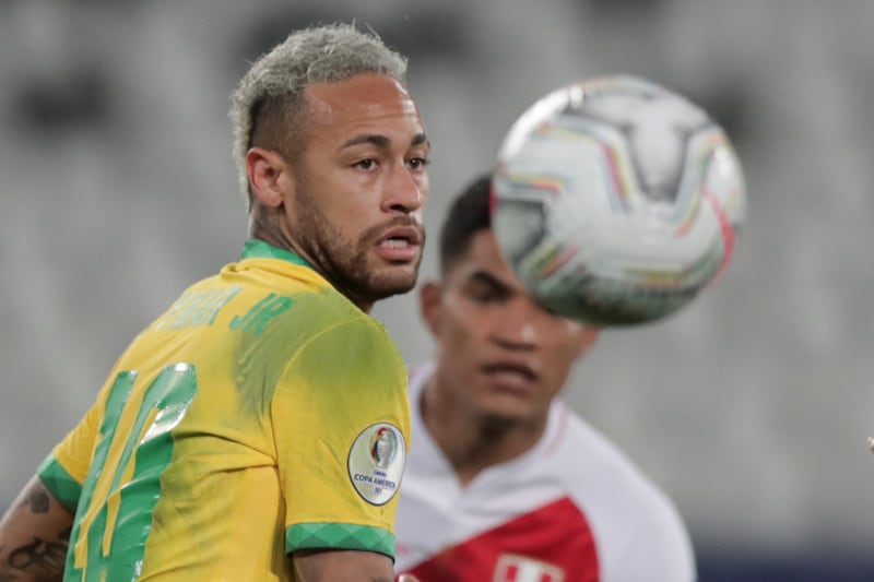 Brazil's Neymar in action during the semi-final against Peru.