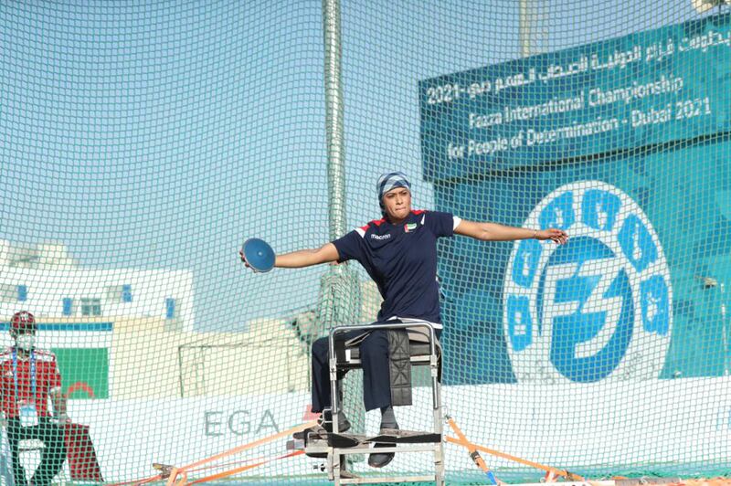 Siham Al Rashidi during the 2021 Fazza International Championships for People of Determination in Dubai. Photo: Dubai Club for People of Determination
