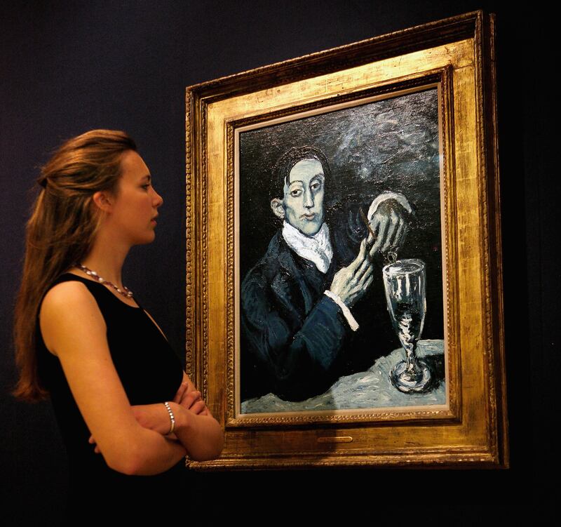 Portrait of Angel Fernandez de Soto painted by Picasso at Christie's in London, September 2006. Getty Images