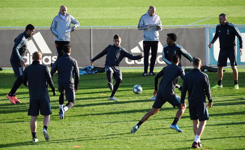 Soccer Football - Champions League - Juventus Training - Allianz Stadium, Turin, Italy - November 25, 2019 Juventus' Paulo Dybala with team mates during training REUTERS/Massimo Pinca