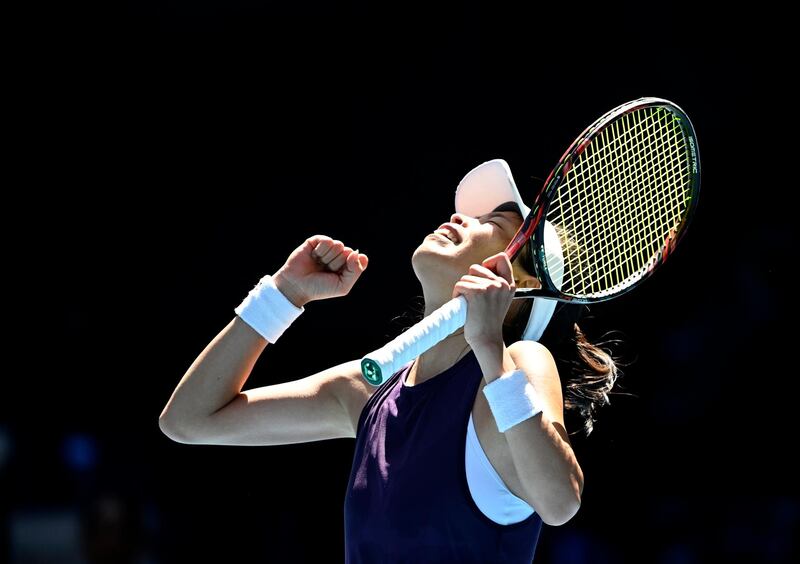Su-Wei Hsieh celebrates winning her third round match against Sara Errani. Reuters