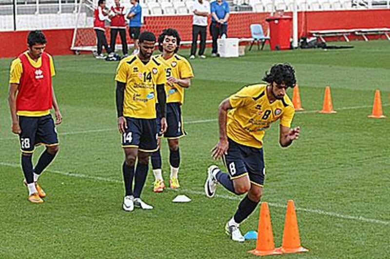 Hamdan Kamali in training with the UAE team after receiving permission to return from Lyon.