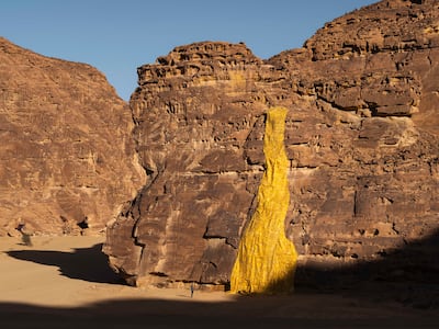 Serge Attukwei Clottey's Gold Falls, one of the commissions from Desert X AlUla 2022. Photo: Lance Gerber / Royal Commission for AlUla 