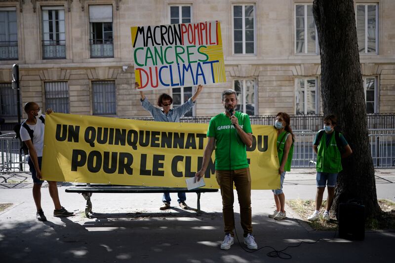 Greenpeace France director general Jean-Francois Julliard outside the French National Assembly in Paris on Tuesday. EPA