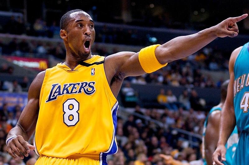 Kobe Bryant points to a teammate during an NBA game in Los Angeles in 2002. AP Photo