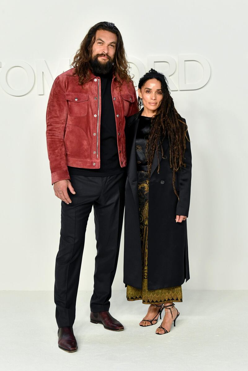 Jason Momoa and Lisa Bonet attend the Tom Ford show during New York Fashion Week on February 7, 2020, in Los Angeles. AFP