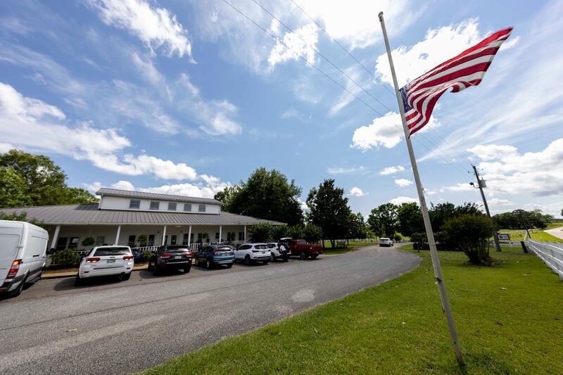 A US flag flies at half-staff at a branch of the Alabama Sheriffs Youth Ranches. AP