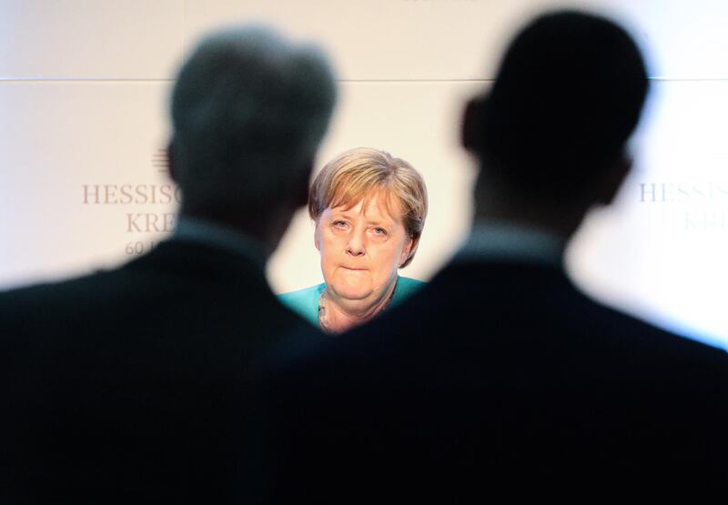 German Chancellor Angela Merkel attends the 60th Anniversary of the Hessian Circle in Frankfurt Main, Germany. EPA