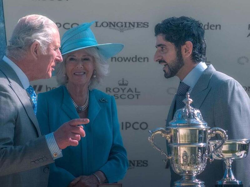 Sheikh Hamdan with King Charles III and Queen Consort Camilla