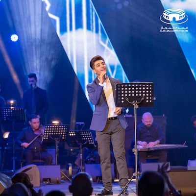 Palestinian singer Mohammed Assaf performs in Sharjah’s Al Majaz Amphitheatre. Courtesy Al Majaz Amphitheatre