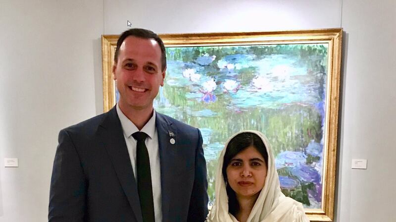 Jean-Francois Roberge posted a photo with Malala Yousafzai on Twitter after they met in Paris. Twitter / Jean-Francois Roberge