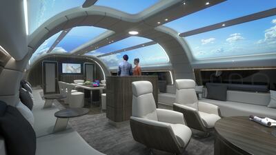 The widebody A330 Explorer concept also has an open-air sundeck, virtual ceilings and a dancefloor. Photo: Lufthansa Technik