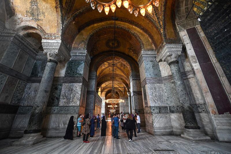 People visit Hagia Sophia museum in Istanbul. Turkey’s top administrative court announced its decision to revoke the 1,500-year-old former cathedral’s status as a museum.  AFP