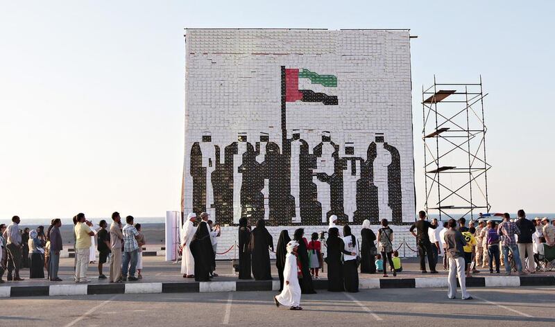 This record-breaking greeting card mosaic is one of the highlights of Ajman's celebrations. Jeffrey E Biteng / The National