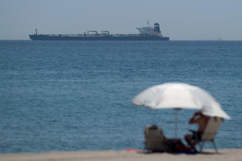 A picture shows supertanker Grace 1 suspected of carrying crude oil to Syria in violation of EU sanctions. AFP