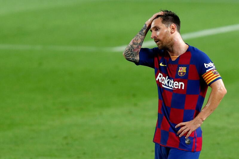 Barcelona's Lionel Messi after defeat to Osasuna at the Camp Nou on Thursday, July 16. AP