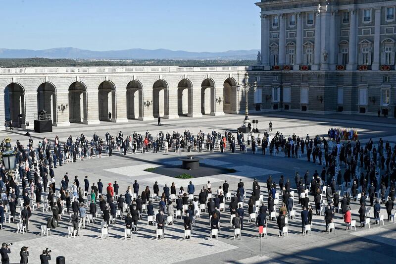 A state tribute to the victims of the coronavirus at the Royal Palace in Madrid, Spain. Getty