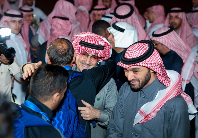 Prince Alwaleed Bin Talal and Prince Abdulaziz bin Turki Al-Faisal, Minister of Sport, welcomes Al Hilal back to Riyadh. Photo: Al Hilal