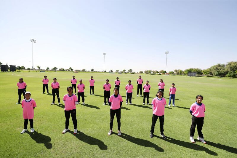 Dubai, United Arab Emirates - Reporter: Paul Radley. Sport. Cricket. Girls trials for Rajasthan Royals cricket academy. Wednesday, October 14th, 2020. The Sevens, Dubai. Chris Whiteoak / The National