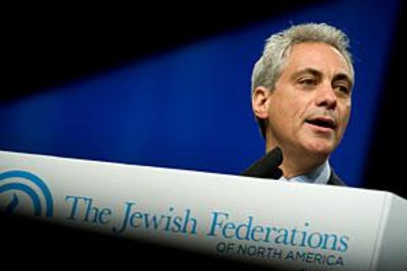 White House chief of staff Rahm Emanuel addresses the General Assembly of the Jewish Federations of North America in Washington yesterday.