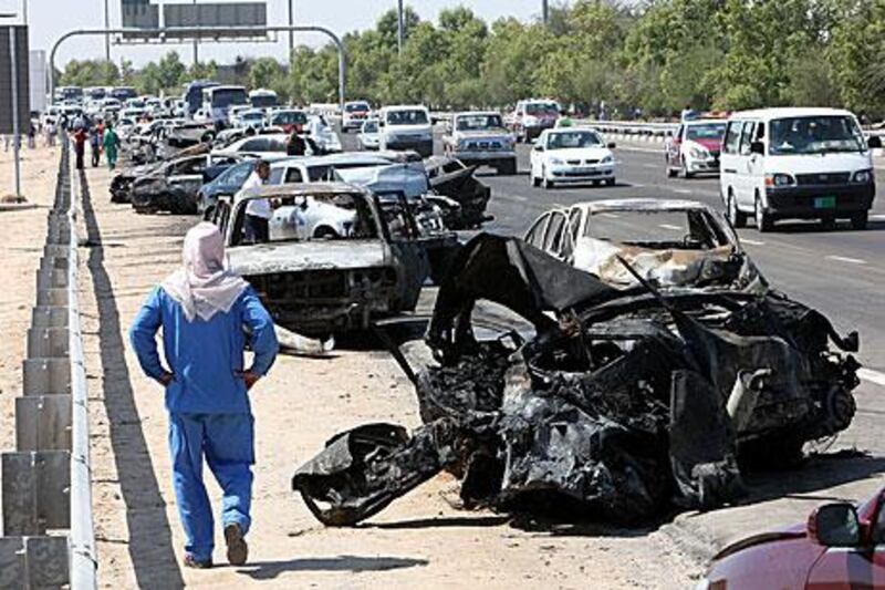 More than 200 cars crashed during morning rush hour on the E11 near Ghantoot on March 11, 2008, killing four in what became known as Fog Tuesday.
