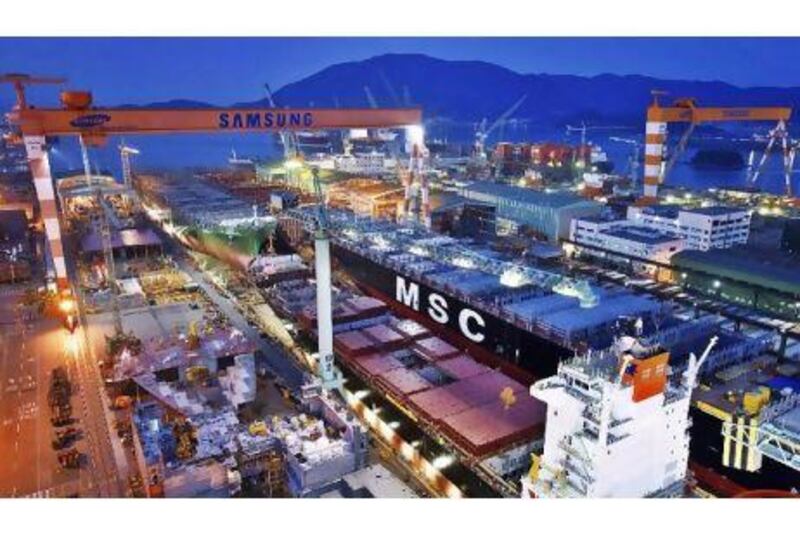 Samsung Heavy Industries' shipbuilding yard in Geoje, South Korea. UASC has nine container ships on order in anticipation of a rise in China business.
