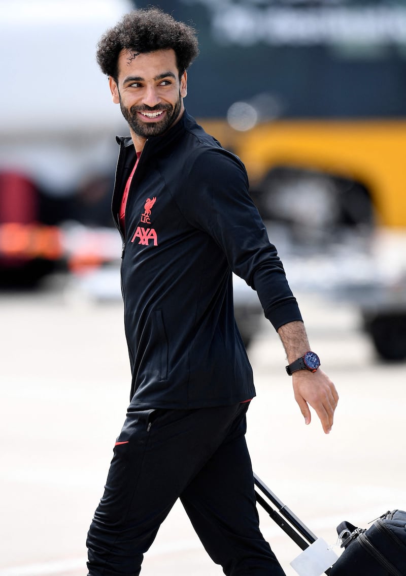 Mohamed Salah walks to the plane at John Lennon Airport. AFP