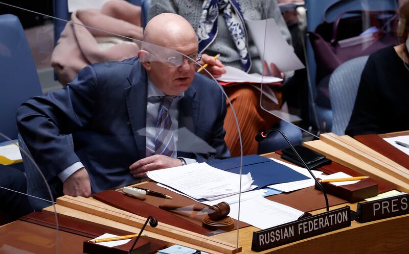 Russia's ambassador Vasily Nebenzya said Moscow is still "open to diplomacy for a diplomatic solution" but gave a warning against what he called Ukrainian aggression. EPA