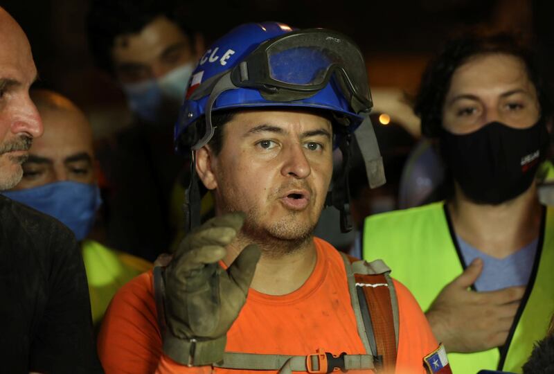 Francisco Lermanda, a member of the Chilean team talks during a press conference after digging through the rubble of buildings which collapsed by the explosion at the city's port area, after signs of life were detected, in Gemmayze, Beirut, Lebanon September 5, 2020. REUTERS/Mohamed Azakir