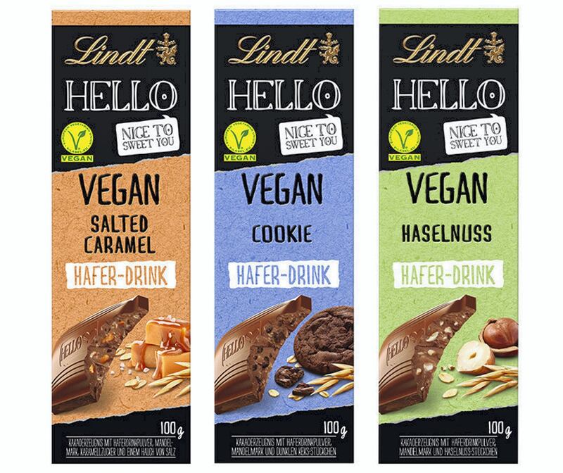 Lindt has unveiled a new vegan chocolate range under their Hello brand. Courtesy Lindt