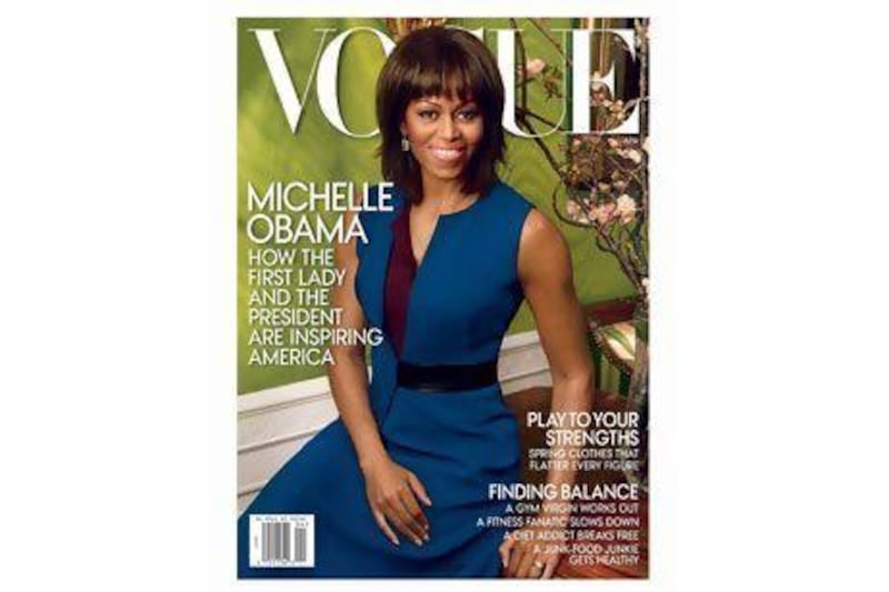 Michelle Obama on the cover of the April issue of Vogue magazine. Courtesy Vogue