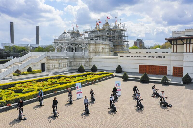 The Baps Swaminarayan Sanstha in UK and Europe raised more than £600,000 in six days to support Covid-19 relief work in India in a cycle challenge at the Neasden temple. 