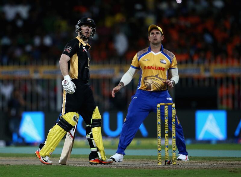 Eoin Morgan of Kerela Kings looks on during the T10 League match against Bengal Tigers. Francois Nel/Getty Images