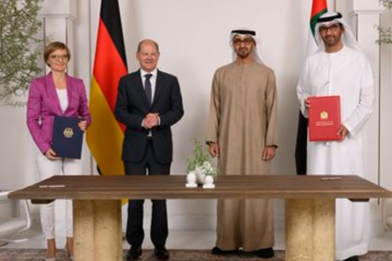 The energy deal was signed by Dr Sultan Al Jaber, Minister of Industry and Advanced Technology and the UAE's climate change envoy, and Dr Franziska Brantner, Germany's Parliamentary State Secretary at the Federal Ministry for Economic Affairs and Climate Action.
