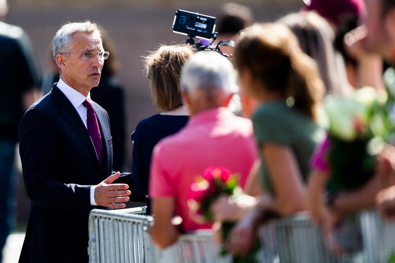 Nato Secretary General Jens Stoltenberg, who was prime minister of Norway at the time of the massacre, speaks at Oslo Cathedral. EPA