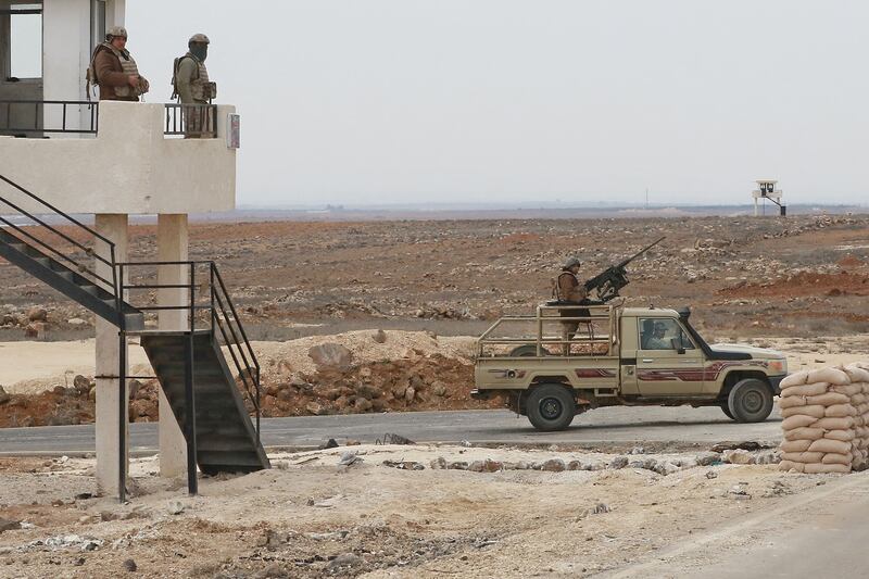 Jordanian soldiers along the border with Syria, February 17, 2022. AFP