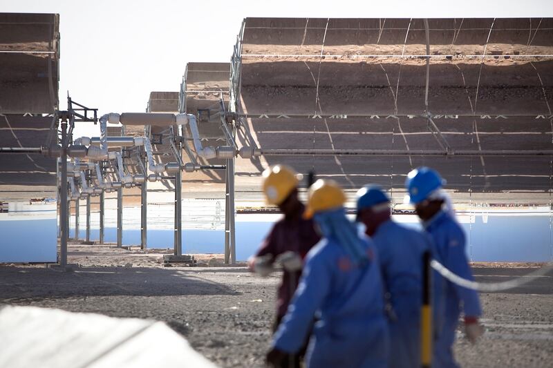 Madinat Zayed, United Arab Emirates, March 16, 2013: 
Last minute preparations for the tomorrow's inauguration are in full swing at the Shams1 solar power plant on Saturday, March 16, 2013, near the Madinat Zayed in Western Region, UAE.  Shams, the Middle EastÕs largest renewable energy project, will begin feeding power to the Abu Dhabi national grid after its official inauguration on March 17, 2013.
Silvia Razgova / The National







