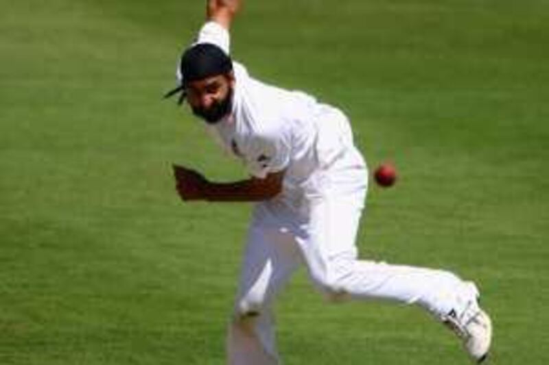 BIRMINGHAM, ENGLAND - JULY 02:  Monty Panesar bowls during Day Two of the match betwen Warwickshire and an England XI at Edgbaston on July 2, 2009 in Birmingham, England.  (Photo by Julian Herbert/Getty Images)