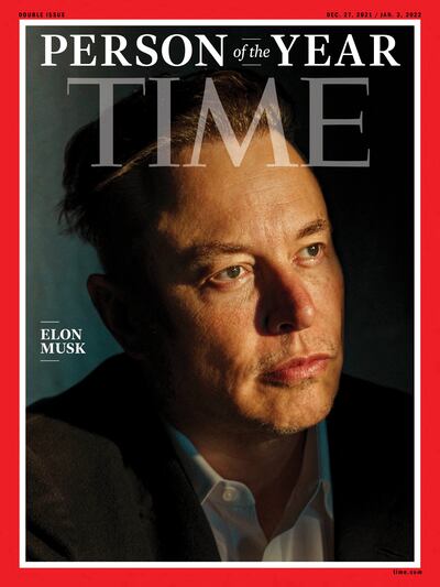 Time magazine named Elon Musk as its Person of the Year for 2021 on December 13. AFP 