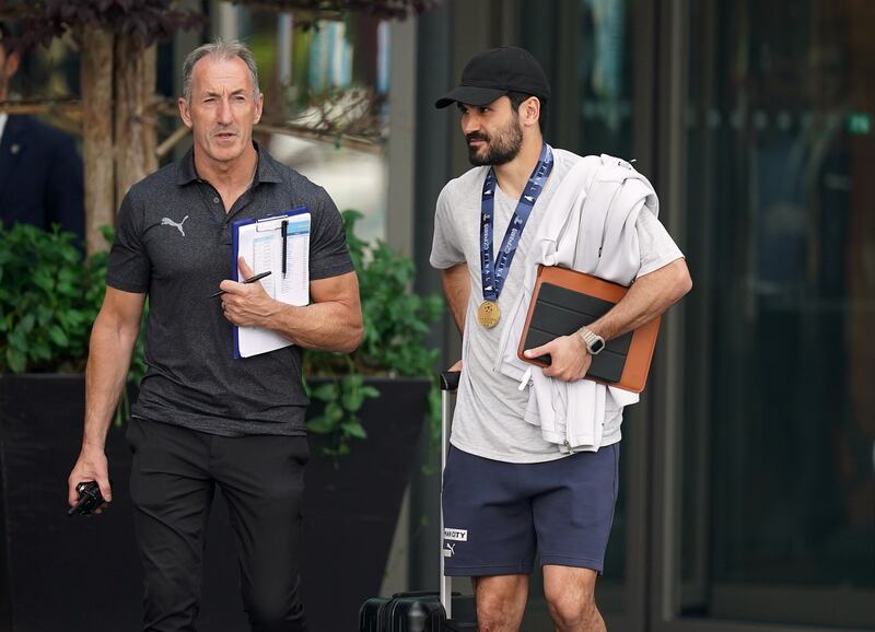 Manchester City's Ilkay Gundogan leaving their team hotel in Istanbul, following their victory over Inter Milan in yesterday's UEFA Champions League Final. PA