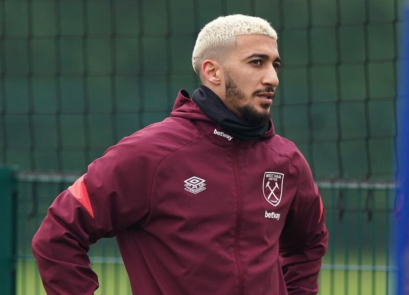 West Ham's Said Benrahma during training. PA