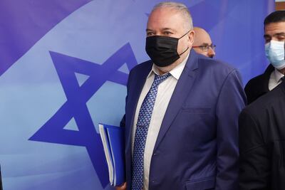 Israeli Finance Minister Avigdor Lieberman arrives for a Cabinet meeting in March. AP