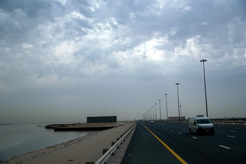 Cloudy weather along the E12, Saadiyat Island area in Abu Dhabi on April 27th, 2021. Victor Besa / The National.