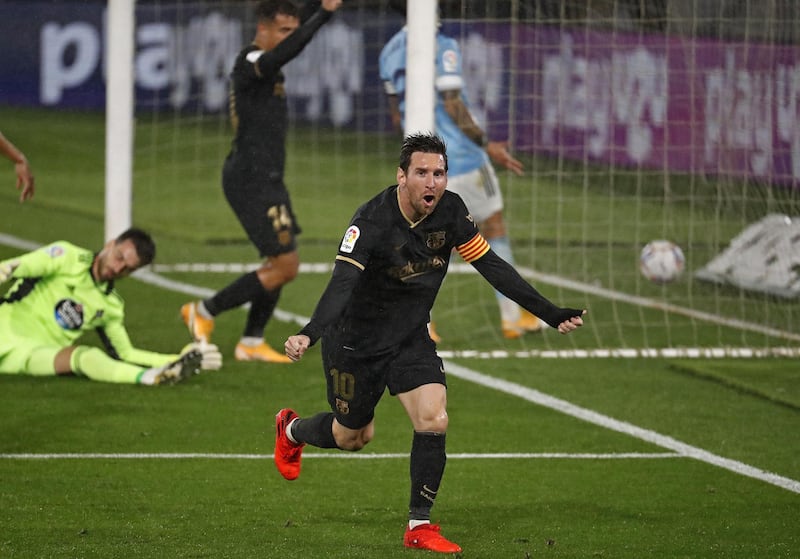 Lionel Messi celebrates a goal. EPA