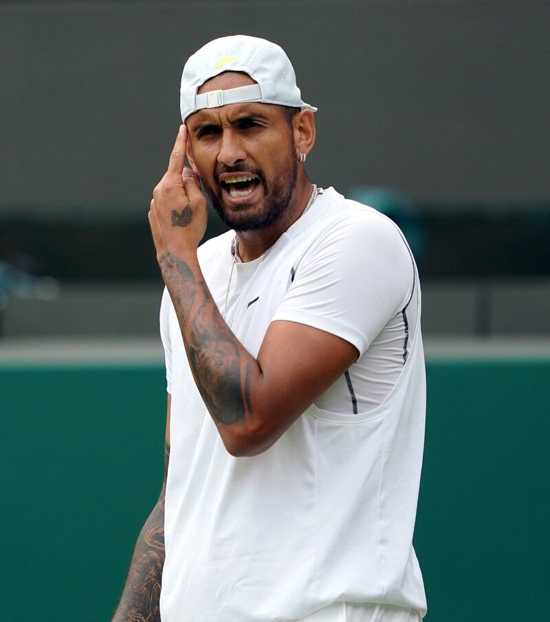 Nick Kyrgios in his match against Cristian Garin. PA