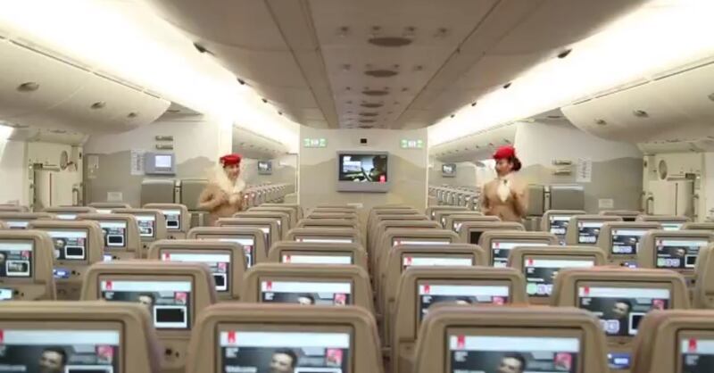 A screen grab of a video from Emirates showing their commitment to the Dubai Fitness Challenge on Wednesday. Emirates Twitter account