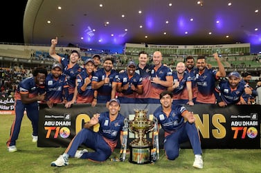 Maratha Arabians ar the defending Abu Dhabi T10 champions after beating Deccan Gladiators in the 2019 final. Chris Whiteoak / The National