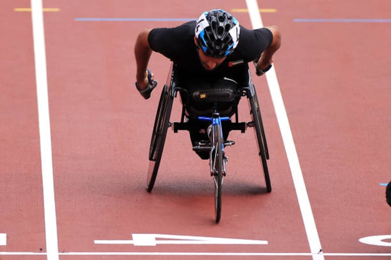 Mohamed Al Hammadi of Team United Arab Emirates crosses the finish line. Getty