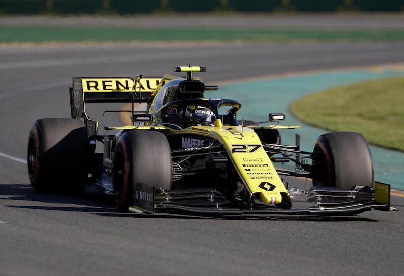 Renault driver Nico Hulkenberg of Germany exits turn 2 during the second practice session of the Australian Grand Prix in Melbourne, Australia, Friday, March 15, 2019. The first race of the year is Sunday. (AP Photo/Rick Rycroft)